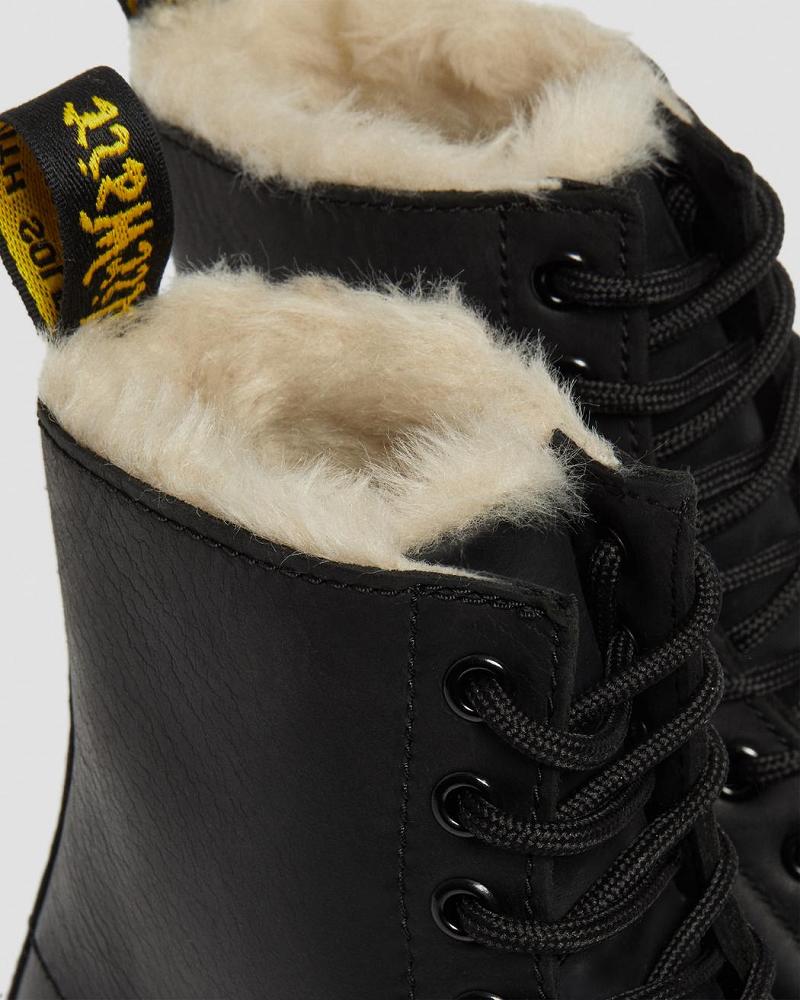 Women's Dr Martens 1460 Faux Fur Lined Lace Up Boots Black | AU 159PJJ